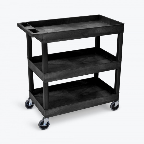 249503 luxorec111-b 32x18-tub-cart-three-shelves-black-angled base